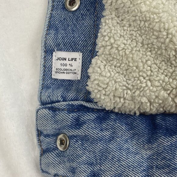Zara Jean Jacket Youth Girls Small Blue Sherpa Lined Button Pockets Denim Casual - Picture 11 of 11